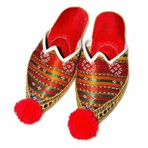 Vintage Turkish Handmade Leather Embroidered Children’s Slippers Aladdin